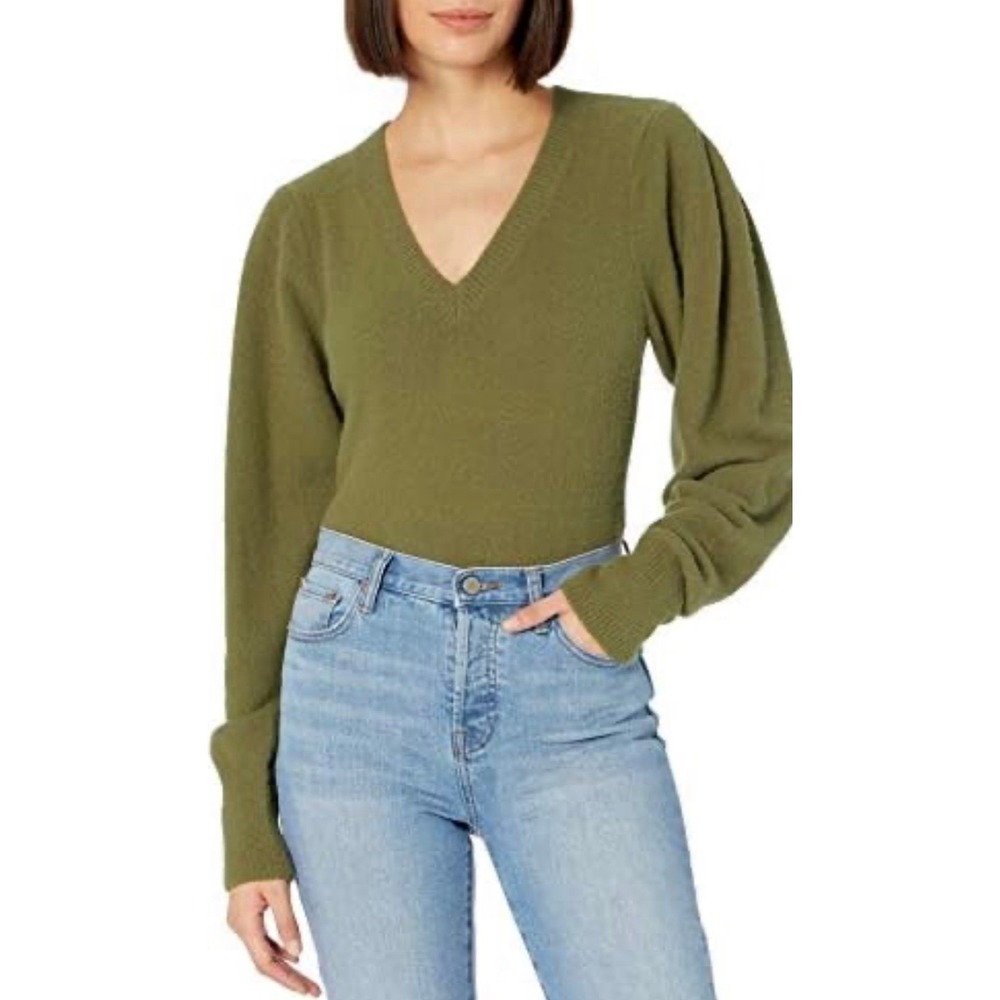 The Drop Women's Edith Pleated-Shoulder V-Neck Sweater XXS‎